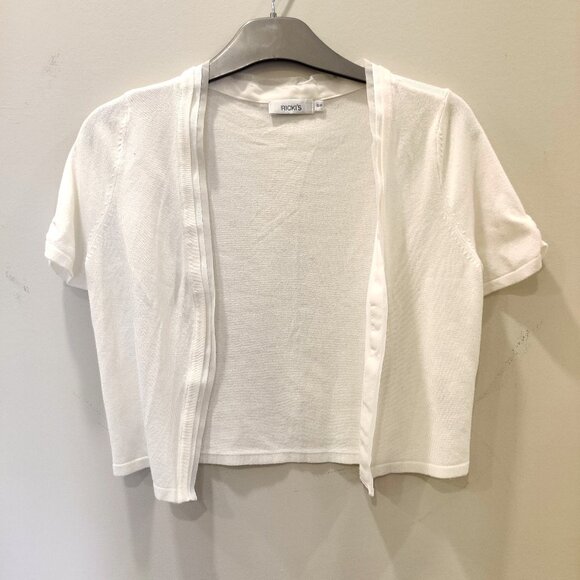 Ricki's White Cropped Open-Front Cardigan Short Sleeve | Small - Picture 1 of 7